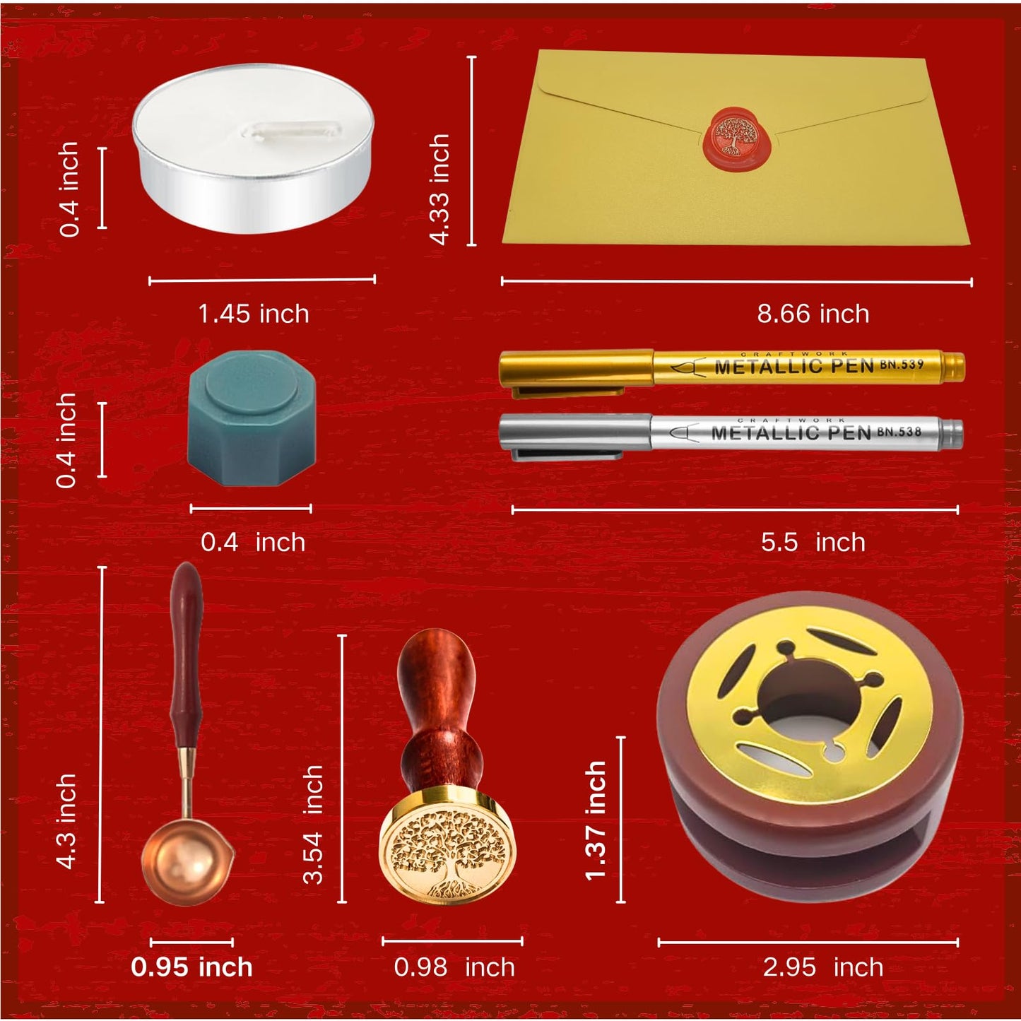 xxxHOLIC Wax Seal Kit with Copper Stamp – 624 Beads in 24 Colors, Smokeless & Crack-Resistant Wax Seal Set with Melting Station & Gilding Pens for Wedding Invitations & Gift Wrapping