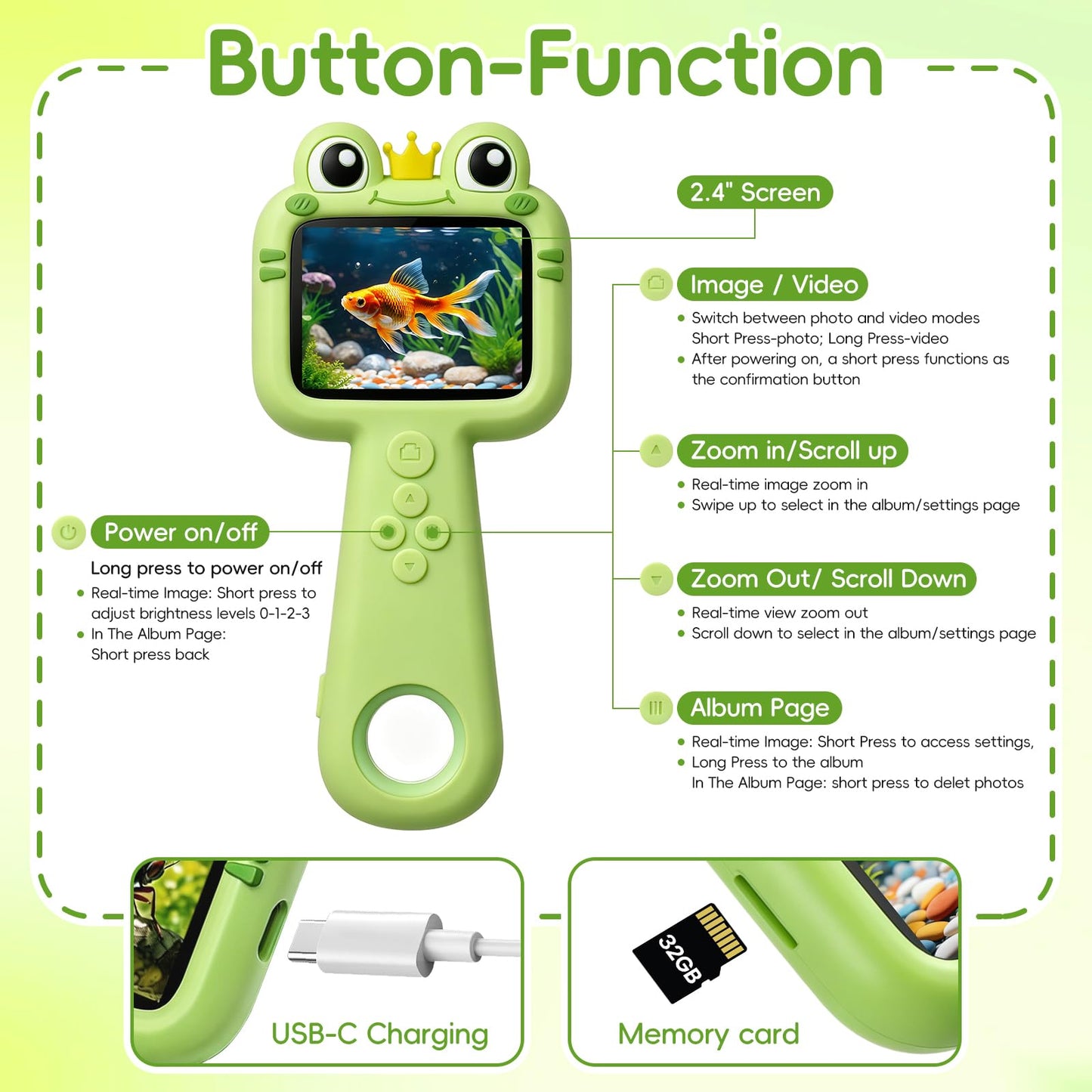 Kids Borescope Camera with Light & 32GB SD Card, STEM Science Educational Toy for 4 5 6 7 8 9 10 Years Old Boy Birthday Gift, Snake Scope Camera with 2.4" Screen for Outdoor Camping Nature Exploration