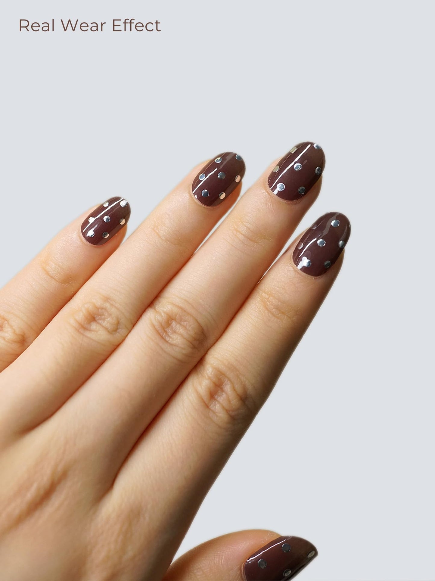 Beaolata Real Gel Nail Strips (No UV Light Needed) - 44Pcs Salon Quality Nail Stickers - Long Lasting Polish Wraps for Women, Easy Apply & Remove (Starry Clay Brown)
