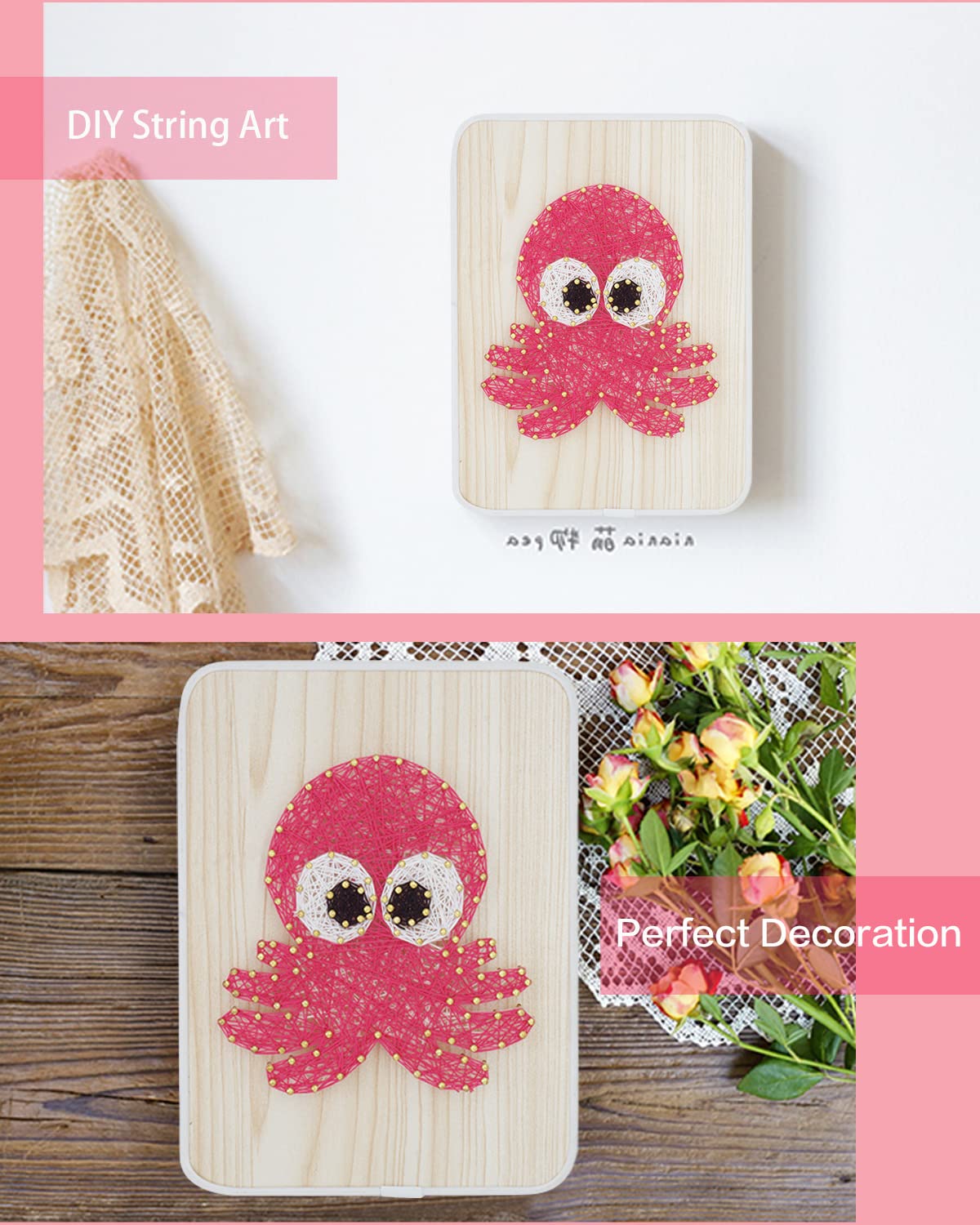 BAZIMA DIY String Art Kit for Beginner, DIY Octopus Craft Kit,Unique Gift,Craft Kit for Holidays