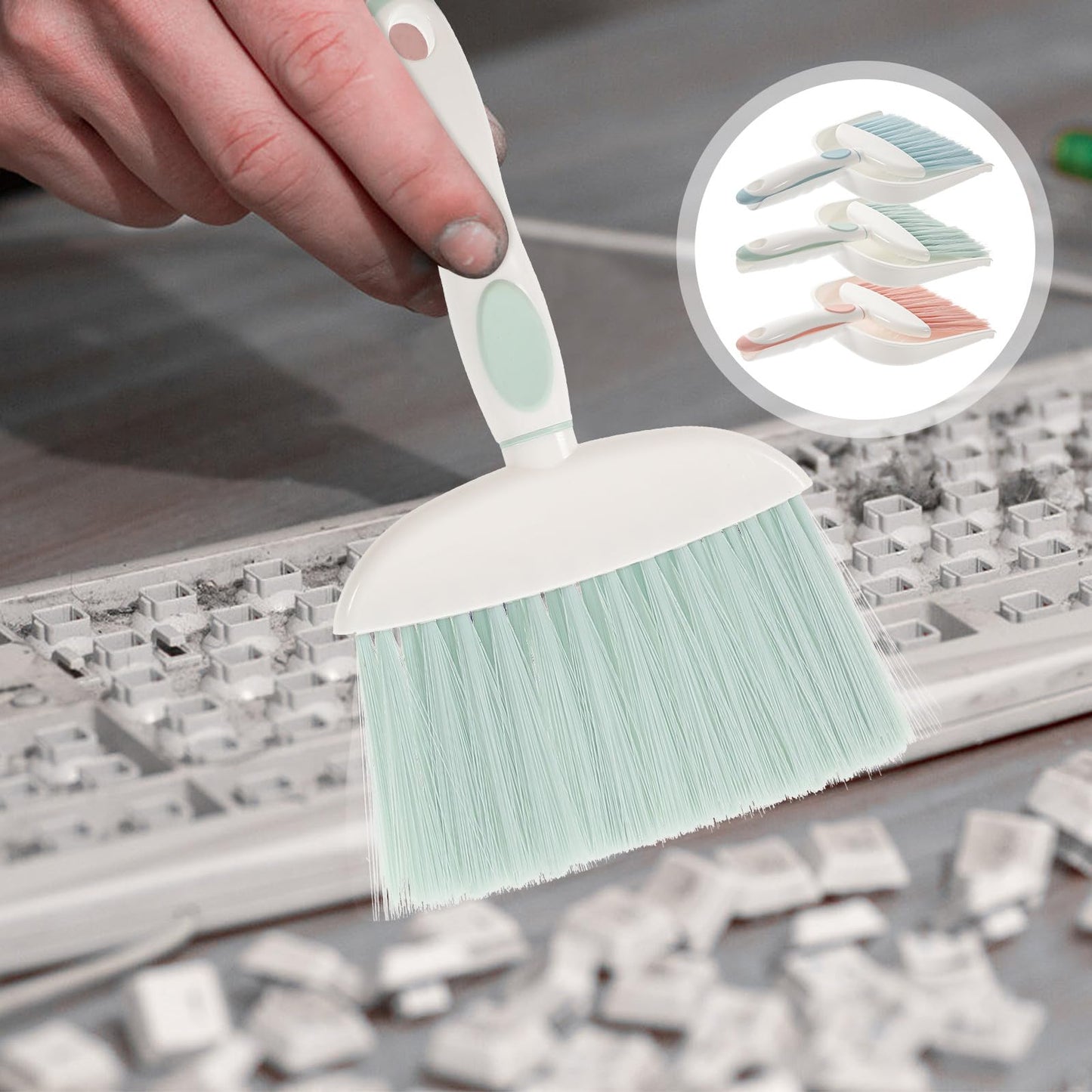 Beaupretty Mini Dustpan and Brush Set 3pcs, Lightweight Plastic Household Desktop Broom and Dustpan Kit for Daily Cleaning, Portable Multi-Function Whisk Broom for Home and Office Use