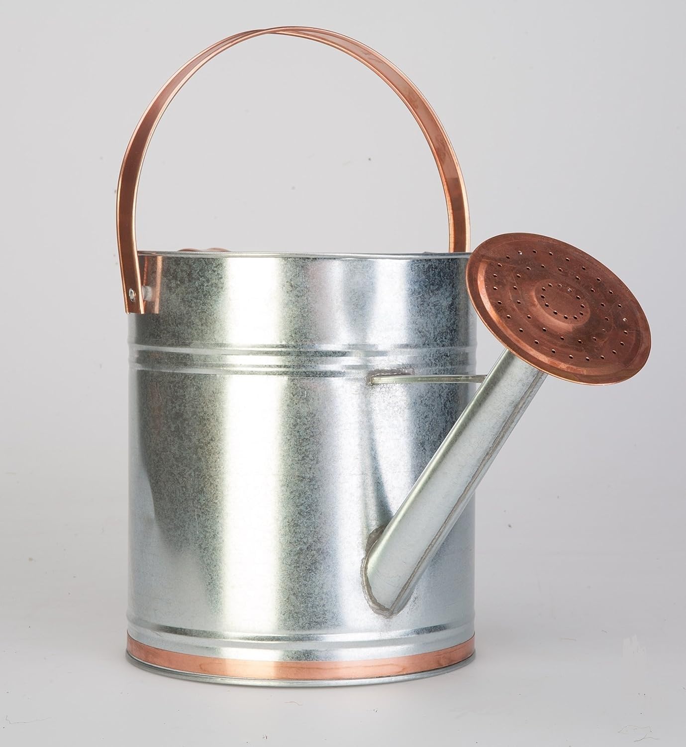 Plexon 2 Gallon Copper/Silver Galvanized Steel Watering Can, 9.5" D x 20.5" W x 14.5" H