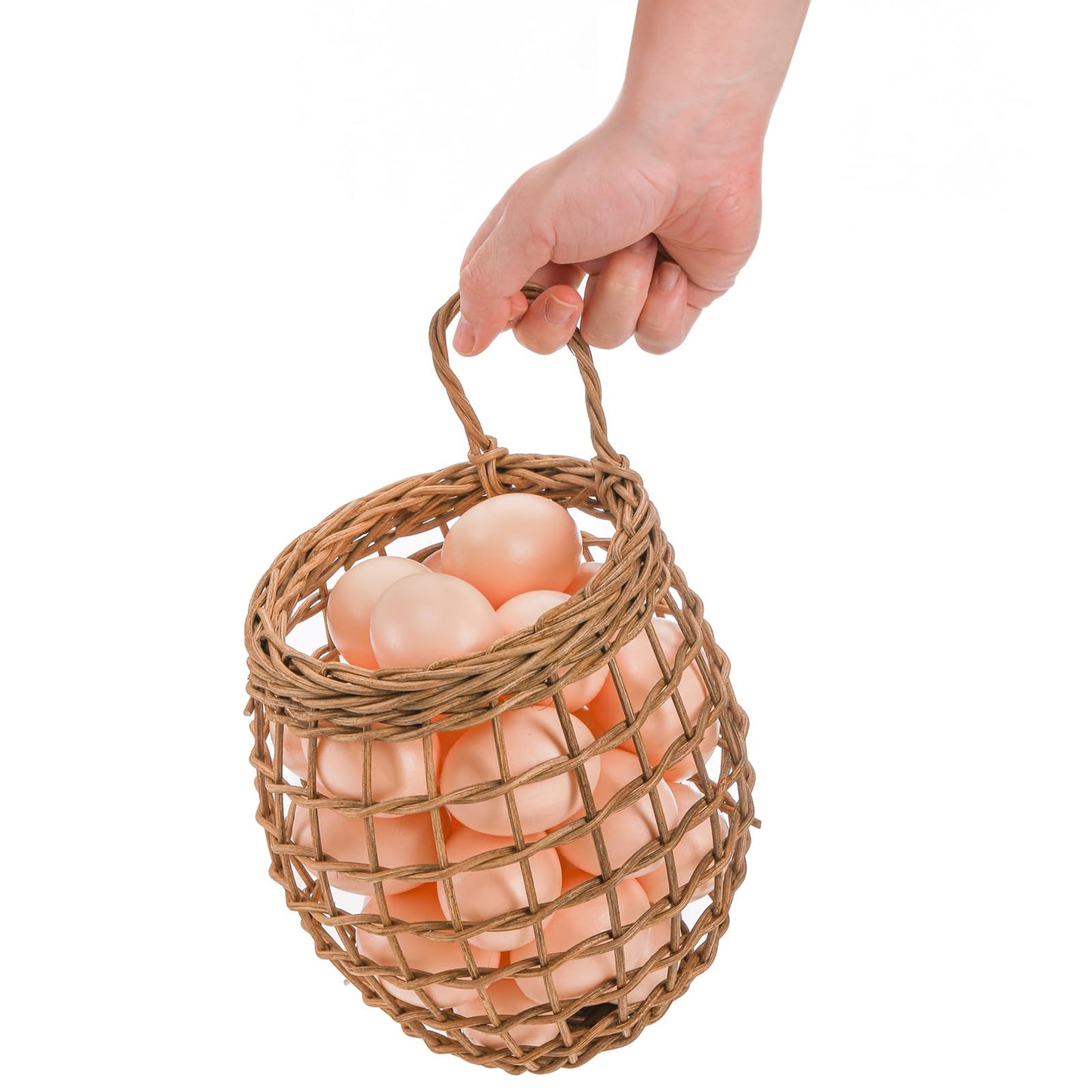 Elsjoy Set of 2 Hanging Onion Basket, Wall Mount Small Wicker Baskets for Food Storage, Woven Rattan Basket for Kitchen, Pantry, Home Decor