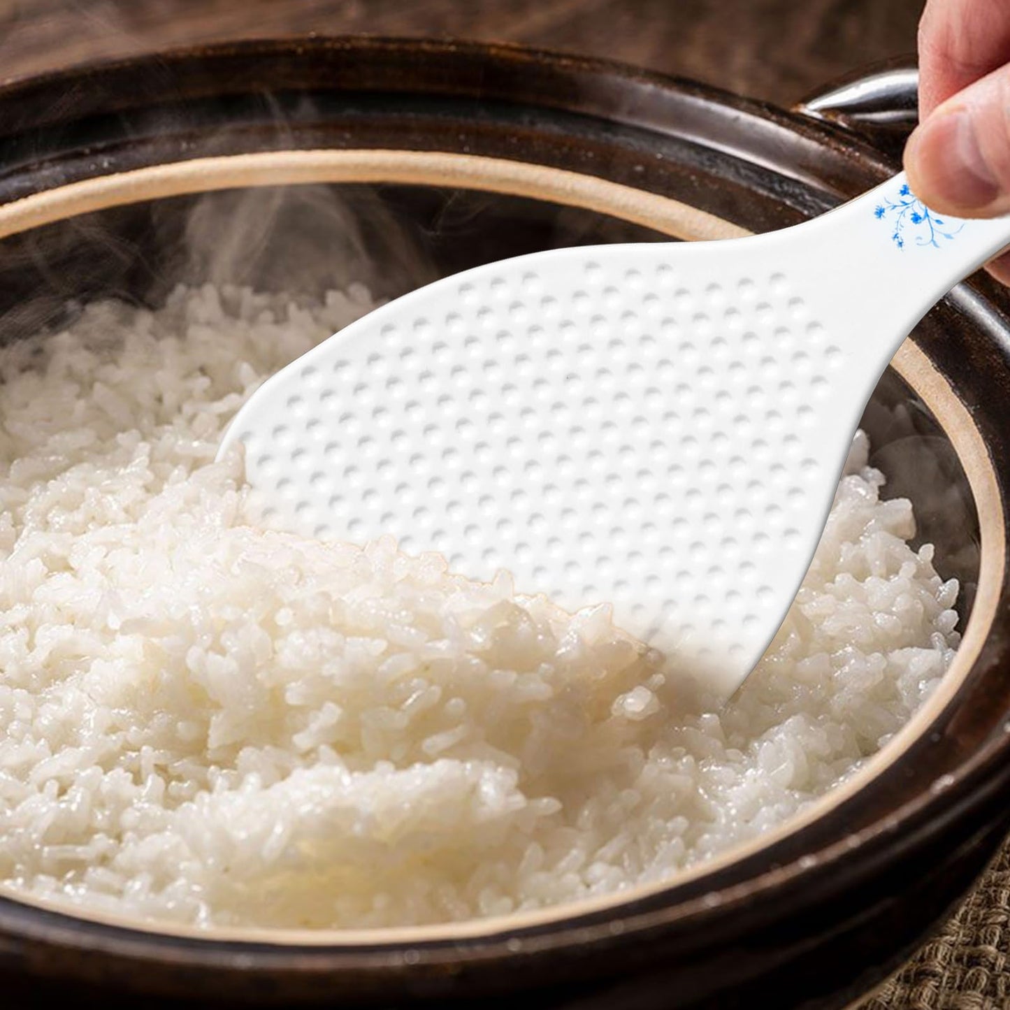 Mabor 2-Pack Rice Spoon Set - White Non-Stick Rice Paddle, 19cm PP Kitchen Utensil with Hanging Hole