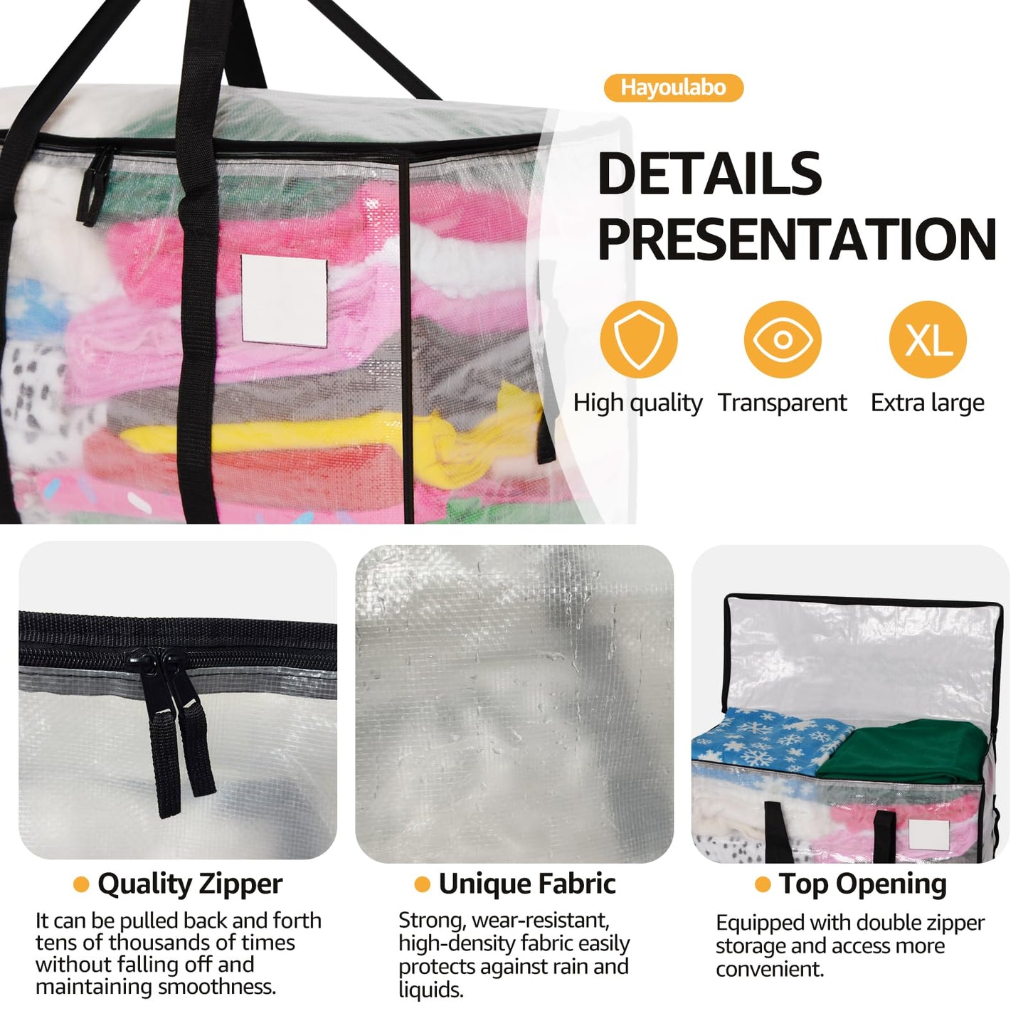 Moving Bags Heavy Duty Extra Large, Alternative for Moving Boxes & Moving Supplies,Clear Storage Bins with Lids, Plastic Packing Tote, Storage Bags for Clothes with Handles & Zippers(Clear, 6 Pack)
