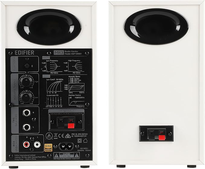 Edifier MR3 Powered Studio Monitor Speakers, Hi-Res Audio Certified Bluetooth V5.4 Active Bookshelf Loudspeakers, 2.0 Computer Speaker with Headphone Output RCA AUX Balanced TRS Input (White)