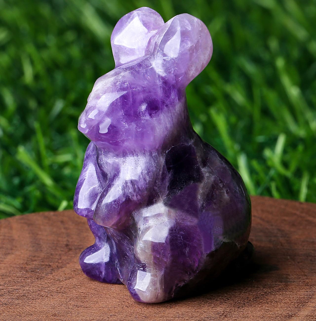 DUQGUHO Bunny Decor Easter Rabbit Decor Crystals Easter Gifts Decoration Bunny Statue Amethyst Crystals Figurines Bunny 1.5’’