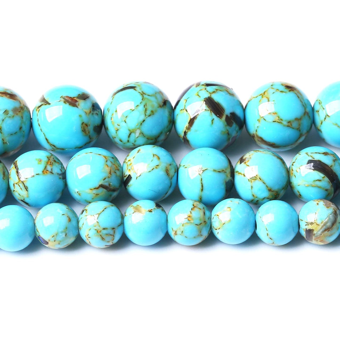 4MM 90PCS Shell Turquoise With Mother-of-Pearl Round Loose Natural Gem Beads for Jewelry Making 15"