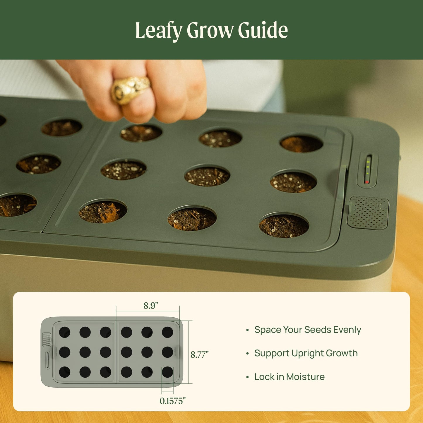 EZ Leafy Planter – Self-Watering Indoor Planter Box with Reservoir & Humidity Dome | Soil-Based Countertop Garden Kit for Leafy Greens, Lettuce, Spinach & Herbs | Kitchen Windowsill Planter