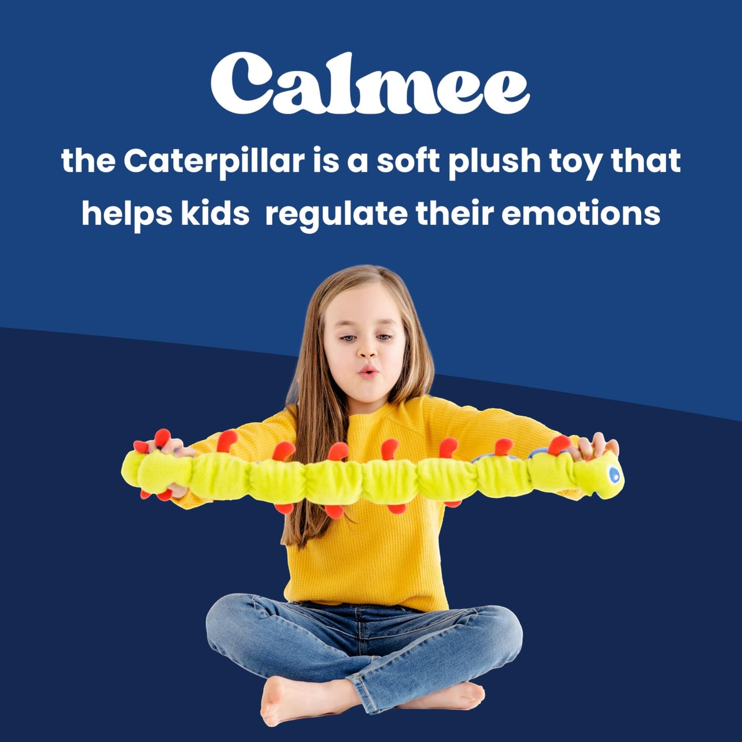 Calmee the Caterpillar Weighted Sensory Plush Toy for Kids, Breathing Exercise & Calming Tool for Focus and Emotional Regulation, SEL Mindfulness Toy for Home & Classroom. Soft, Durable, & Washable.