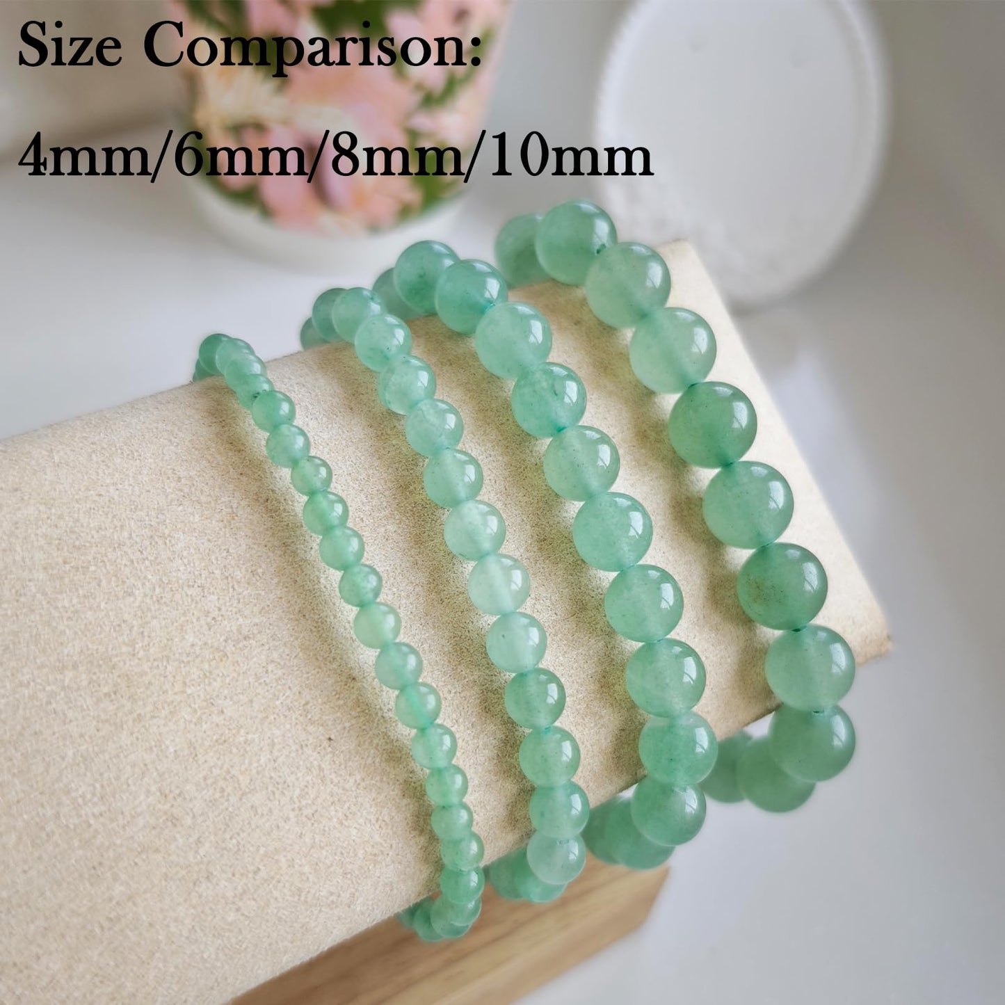 Handmade Natural Gemstone Elastic Bracelet - Healing Crystal Beads Jewelry, Unisex (Green Aventurine, 8mm)