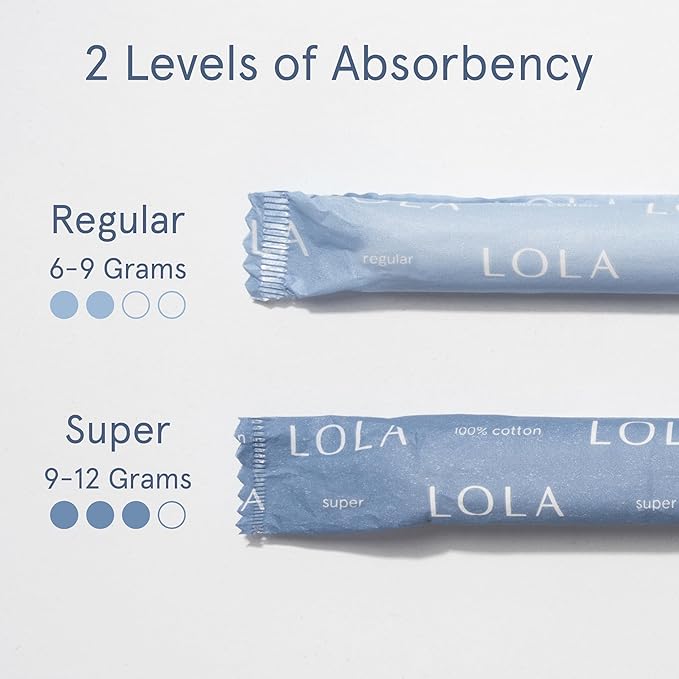 LOLA Organic Cotton Tampons with Cardboard Applicator, 36 Count (2 Packs of 18) - Tampons Regular, Period Feminine Hygiene Products, HSA FSA Approved Products Feminine Care