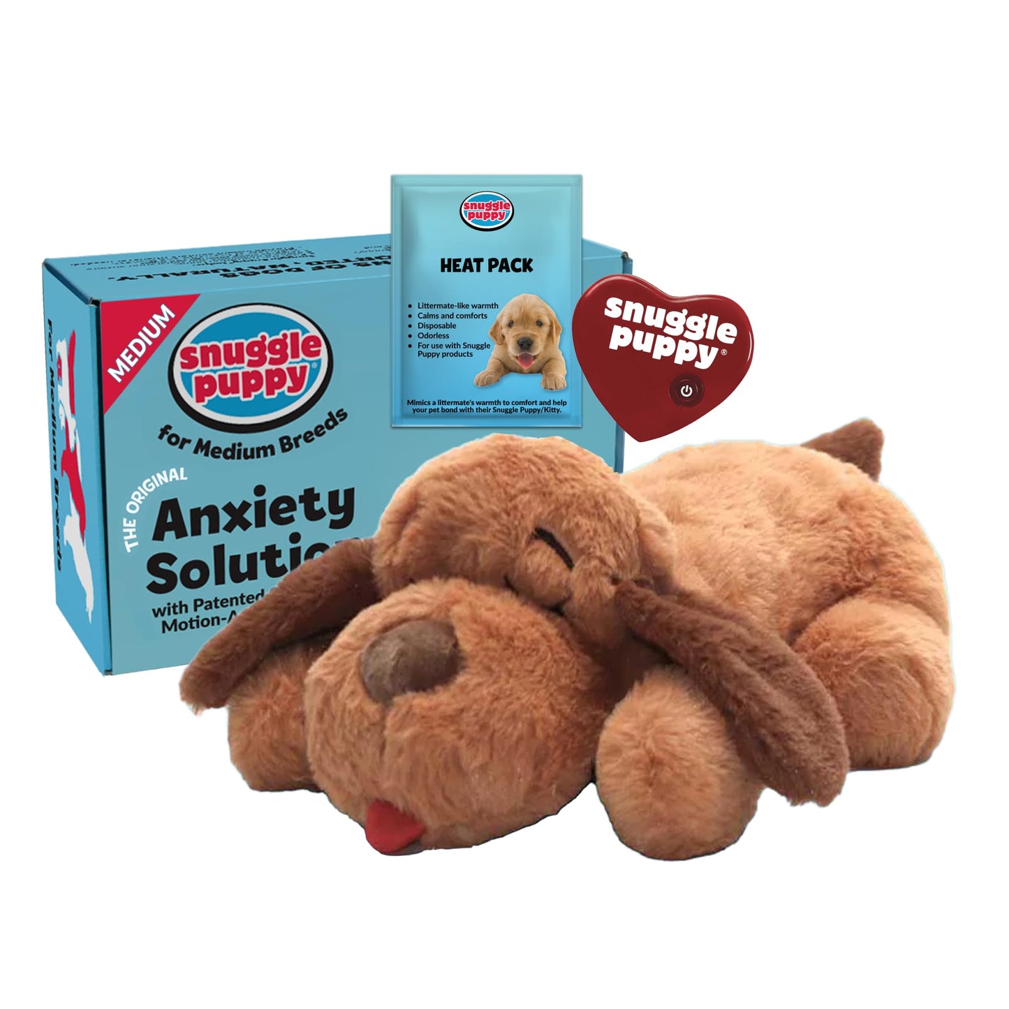 Snuggle Puppy Original Heartbeat Puppy Toy with Real-Feel Pulse & Heat Pack, Calming Sleep Aid for Puppy Anxiety, Crate Training, First Nights & New Puppy Transition - Biscuit