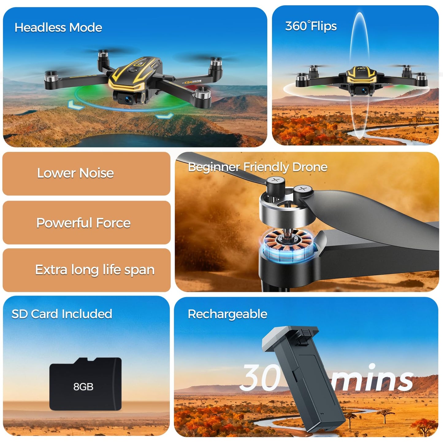 FPV Drone with Camera 4K for Adults,Big Screen on Remote Controller,2 pcs Batteries and Carrying Case,Gift for Men,Easy Fly Quadcopter for Beginners with Optical Flow Positioning