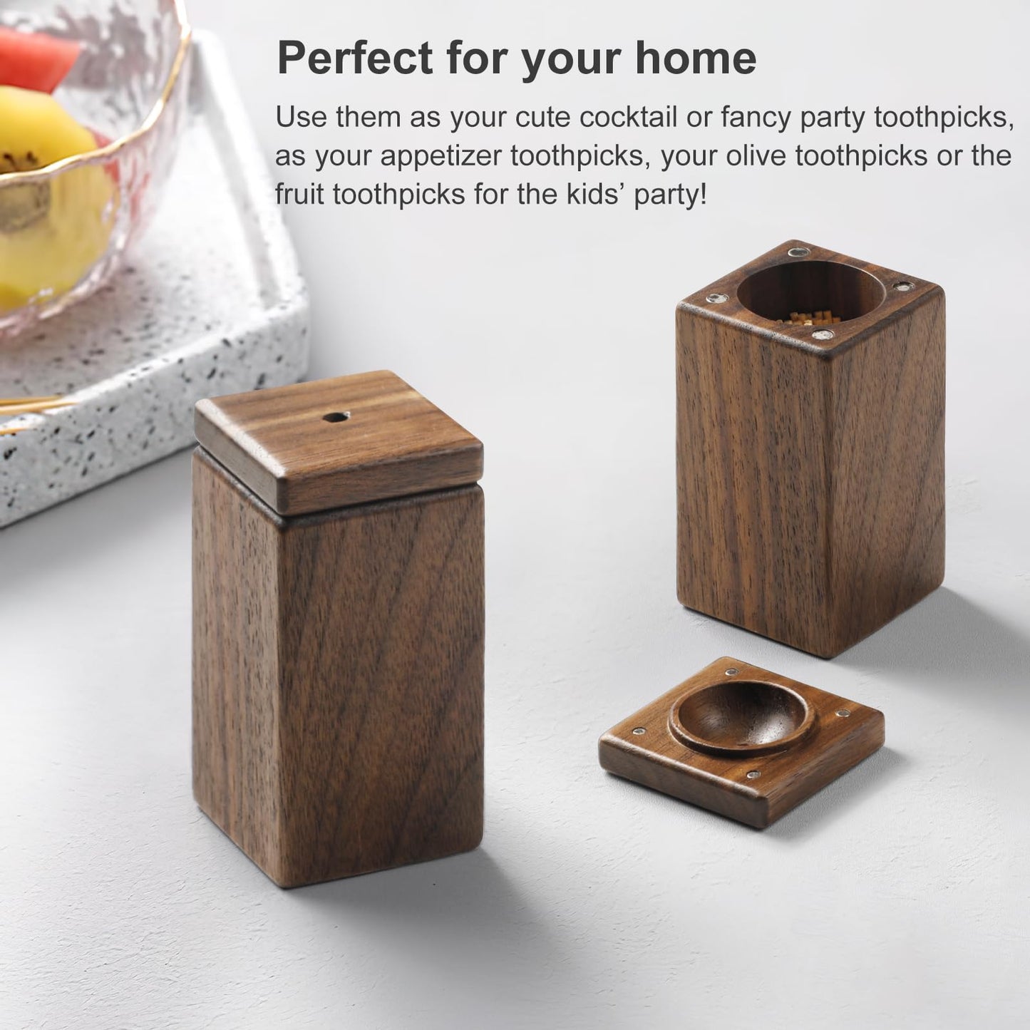 CRAFT KITTIES Toothpick Holder Dispenser,Walnut Toothpick Holder Container,Home Kitchen Restaurant Gift for Friend Family Wood Decoration(No toothpick)