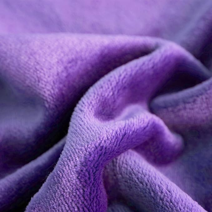 SOCHOW Flannel Fleece Blanket Queen Size, All Season Lightweight Super Soft Cozy Blanket for Bed or Couch, Purple, 90x90 inches