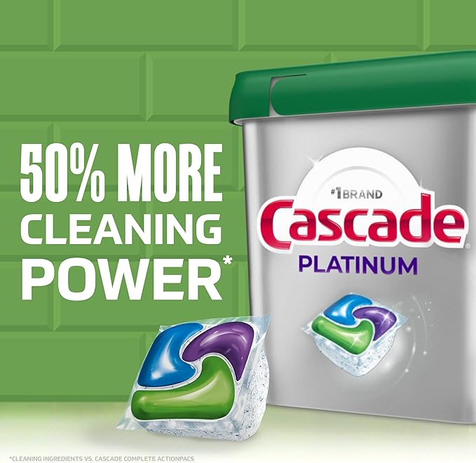 Cascade Platinum Dishwasher Pods, Dishwasher Detergent, Dish Detergent Soap, Fresh, 34 count
