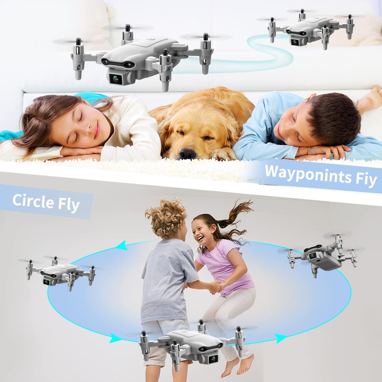 4DV9 Mini Drone with 1080P HD Camera for Kids Live Video RC Quadcopter for Adults Beginners Toys Gifts,Altitude Hold, Waypoints Functions,One Key Start,3D Flips,3 Batteries,Gray
