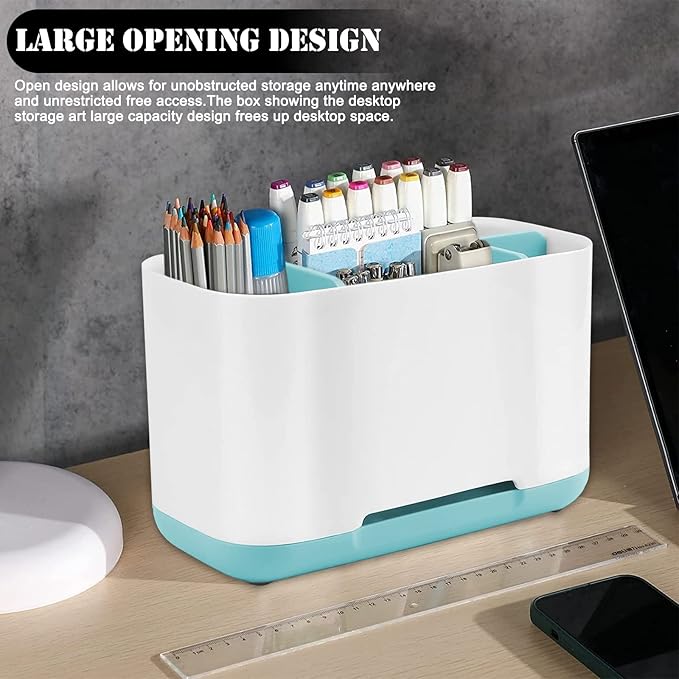 Toothbrush Holder with Anti-Slip,Plastic Detachable for Easy Cleaning Multi-Functional Storage,Large Electric Toothbrush and Toothpaste Organizer Caddy for Bathroom Vanity,Sink,Countertop (Blue)