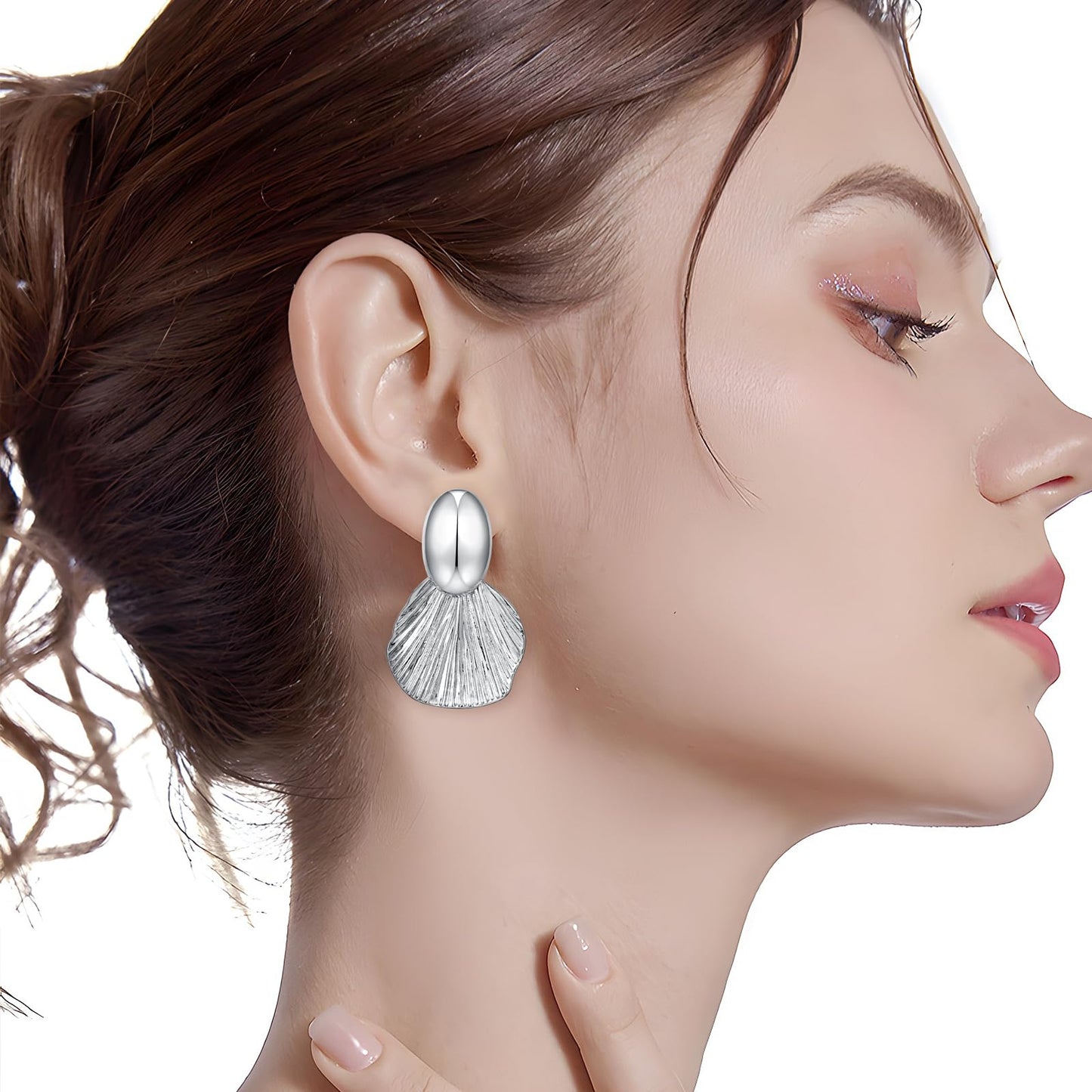 FILMOON Shell Dangle Plated Earring for Women Fan-shaped Earrings Fashion Statement Jewelry