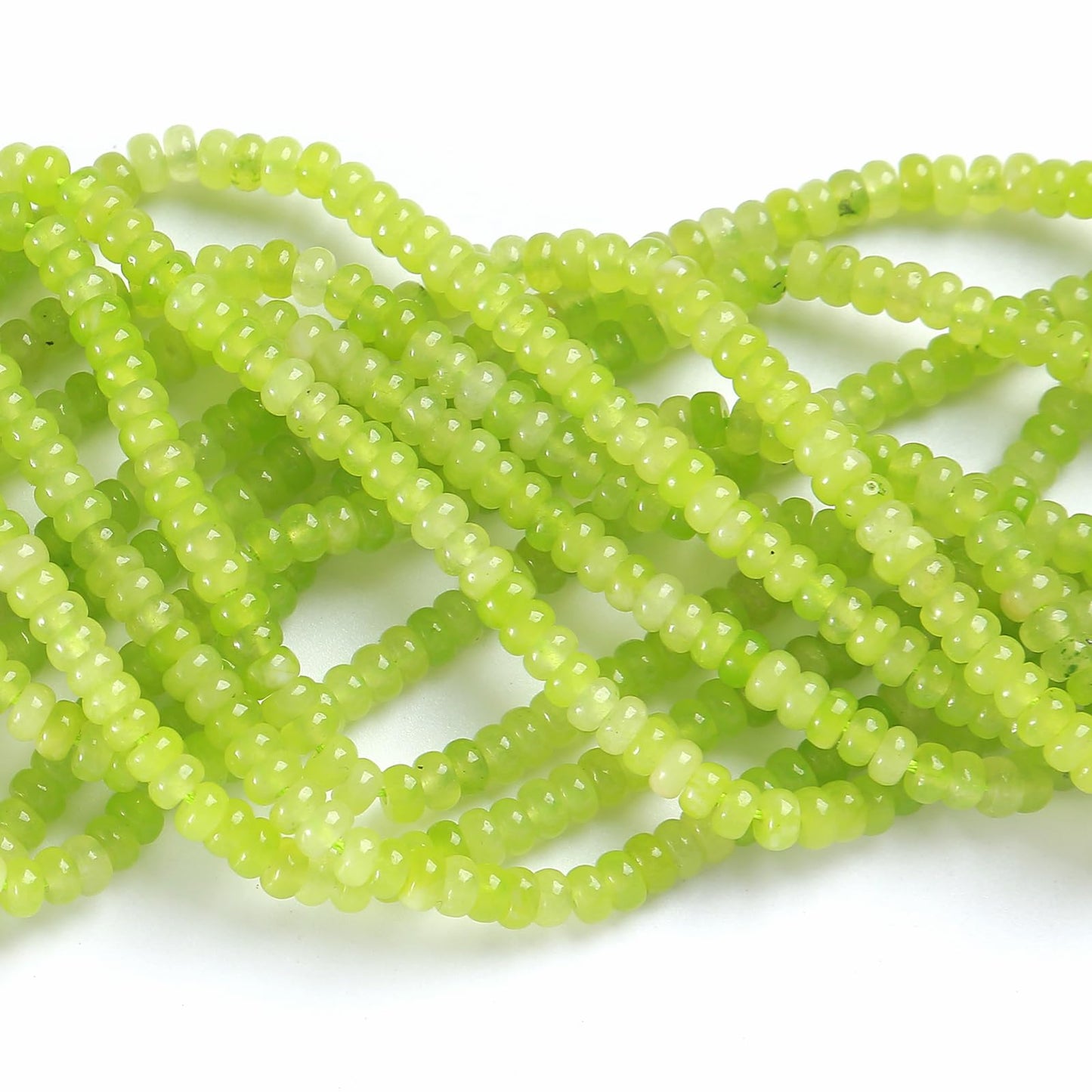 150PCS 2x4mm Natural Lemon Green Jades Stone Rondelle Beads Abacus Disk Stone Beads Round Loose Spacer Gemstone for DIY Bracelet Necklace Jewelry Making