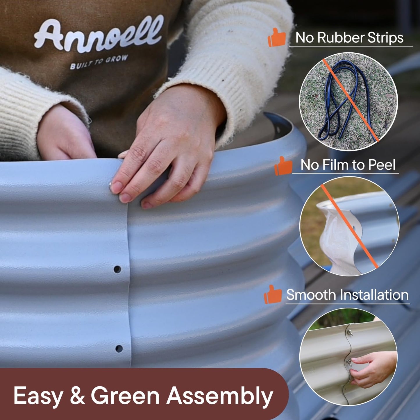Annoell 6x4x1 ft Galvanized Raised Garden Bed - 12" Tall Tall Metal Planter Boxes Outdoor for Vegetable Herbs, Modular Raised Flower Bed with Rust Resistant Coating for Outside Backyard - Moss Green