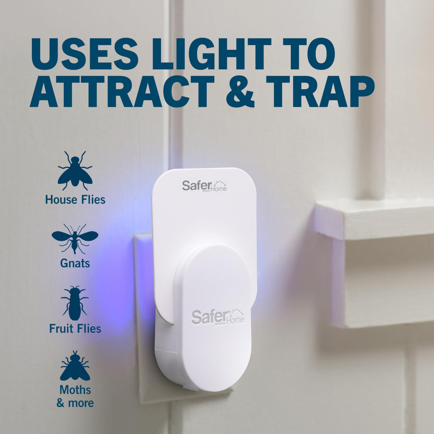 Safer Home Indoor Plug-in Fly Trap - SH502-2SR - Effective Fruit Fly Traps for Indoors, Gnat Traps for House Indoor, 800 Total Sq Ft Protection - 2 Devices + 2 Glue Cards