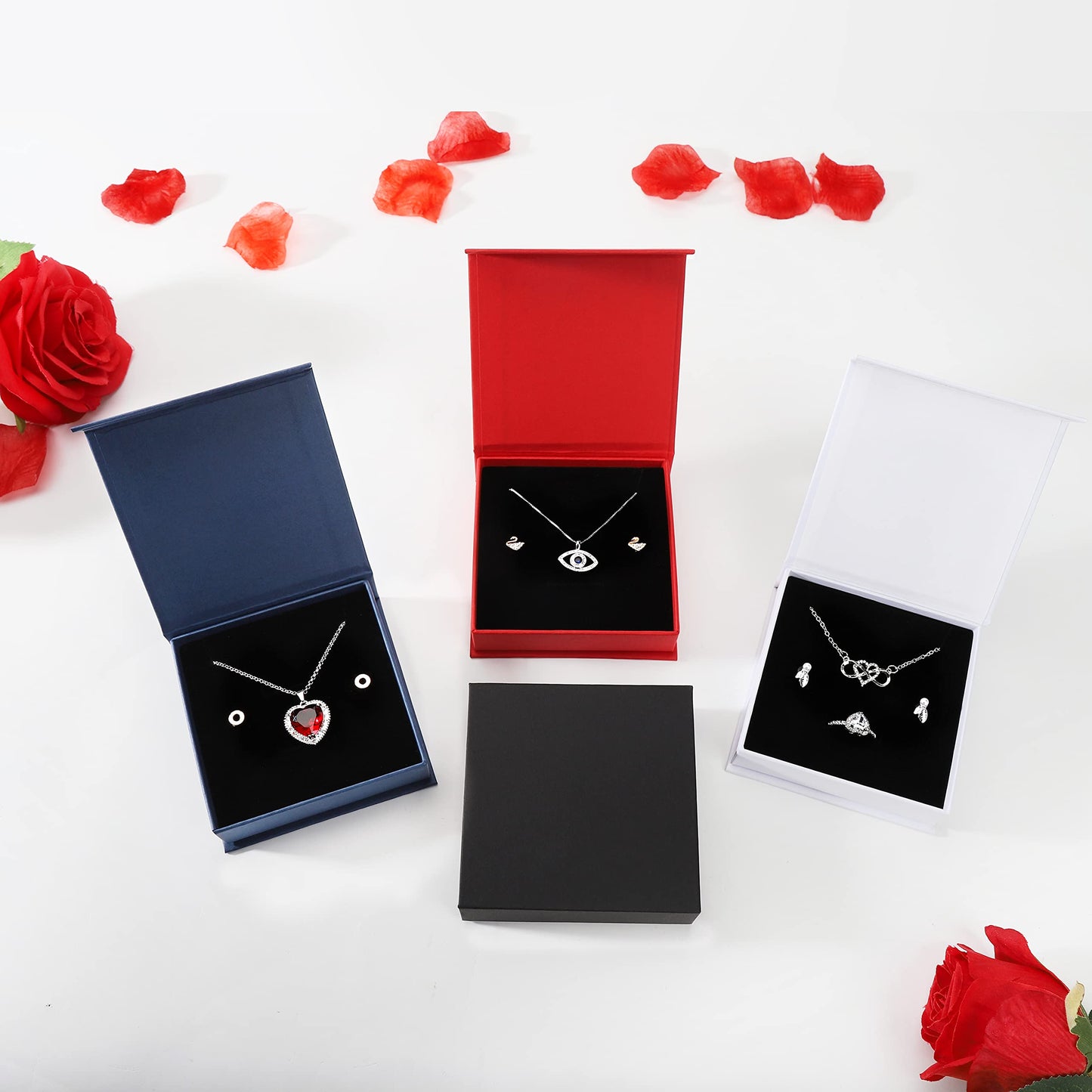 Bssay 20 Pack Jewelry Gift Boxes Necklace Earring Ring Box Gift Box with Cotton Filled and Lids,Jewelry Box Gift Boxes 3.9x3.9x1.1inch (White)