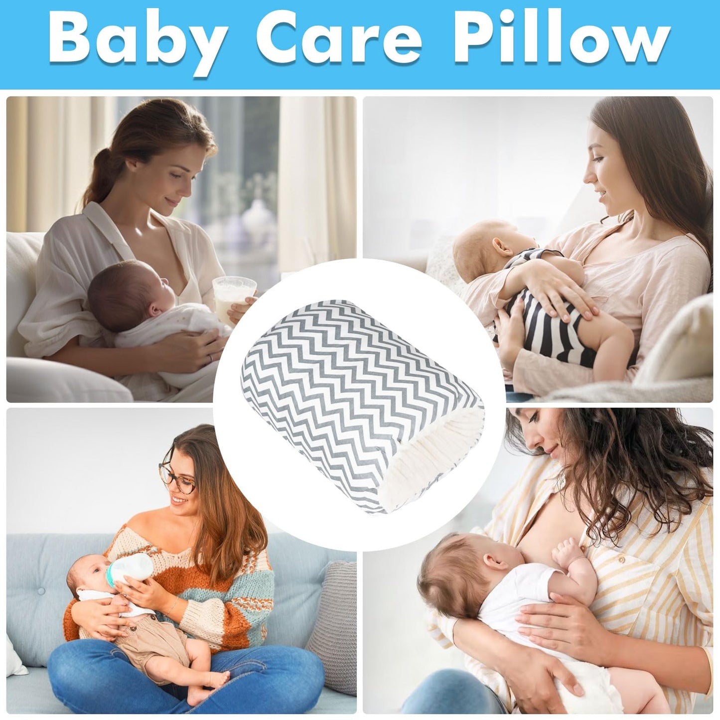 Baby Feeding Arm Pillow,Soft Cotton Bottle Nursing Arm Pillows for Newborn,Breastfeeding Pillows for More Support for Mom and Baby,Portable and Washable,Ergonomic Nursing Essentials(Grey Stripes)