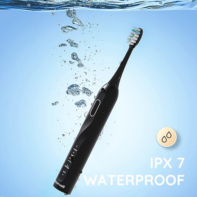 Sonic Electric Toothbrush - 5X More Effective Cleaning, 8 Brush Heads, 4 Modes, Low Noise Design for Adults