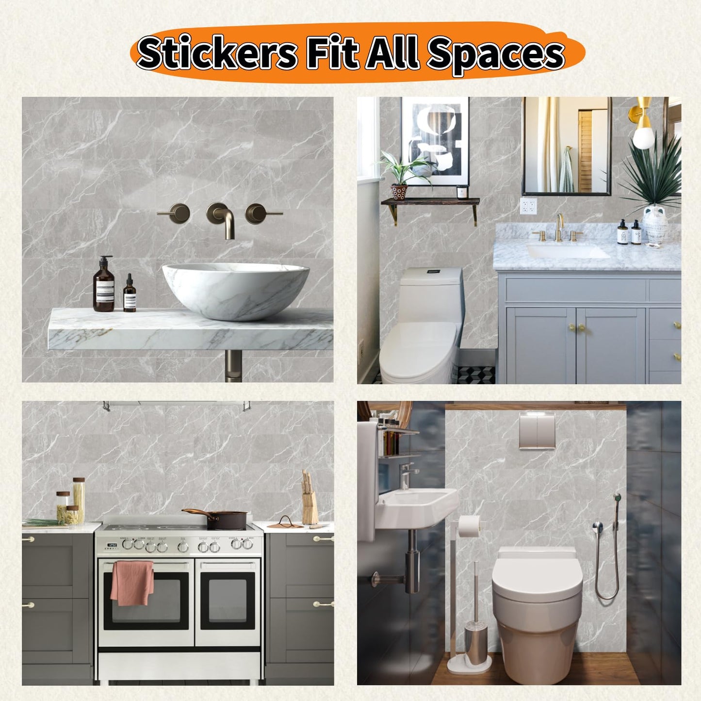 PVC Peel and Stick Tile Decals Decorative Minimalist Tile Stickers 12 Pieces Indoor Wall Decoration for Kitchen Laundry Room Bathroom Camper (Style C)