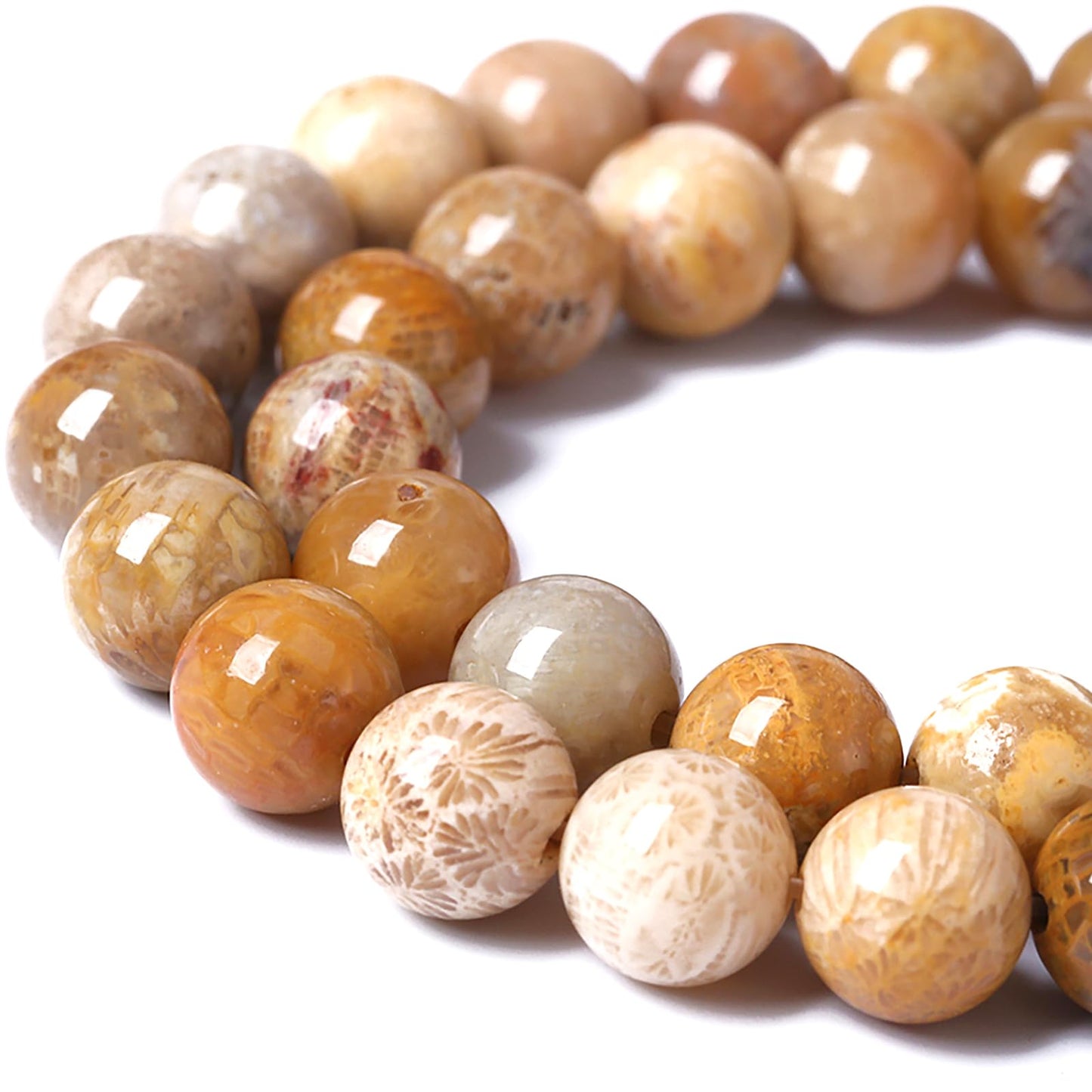 10MM Coral Jade Stone Beads Chrysanthemum Gemstone Round Crystal Energy Jade Beads for Jewelry and Bracelets Making 72pcs 2 Strands 32"
