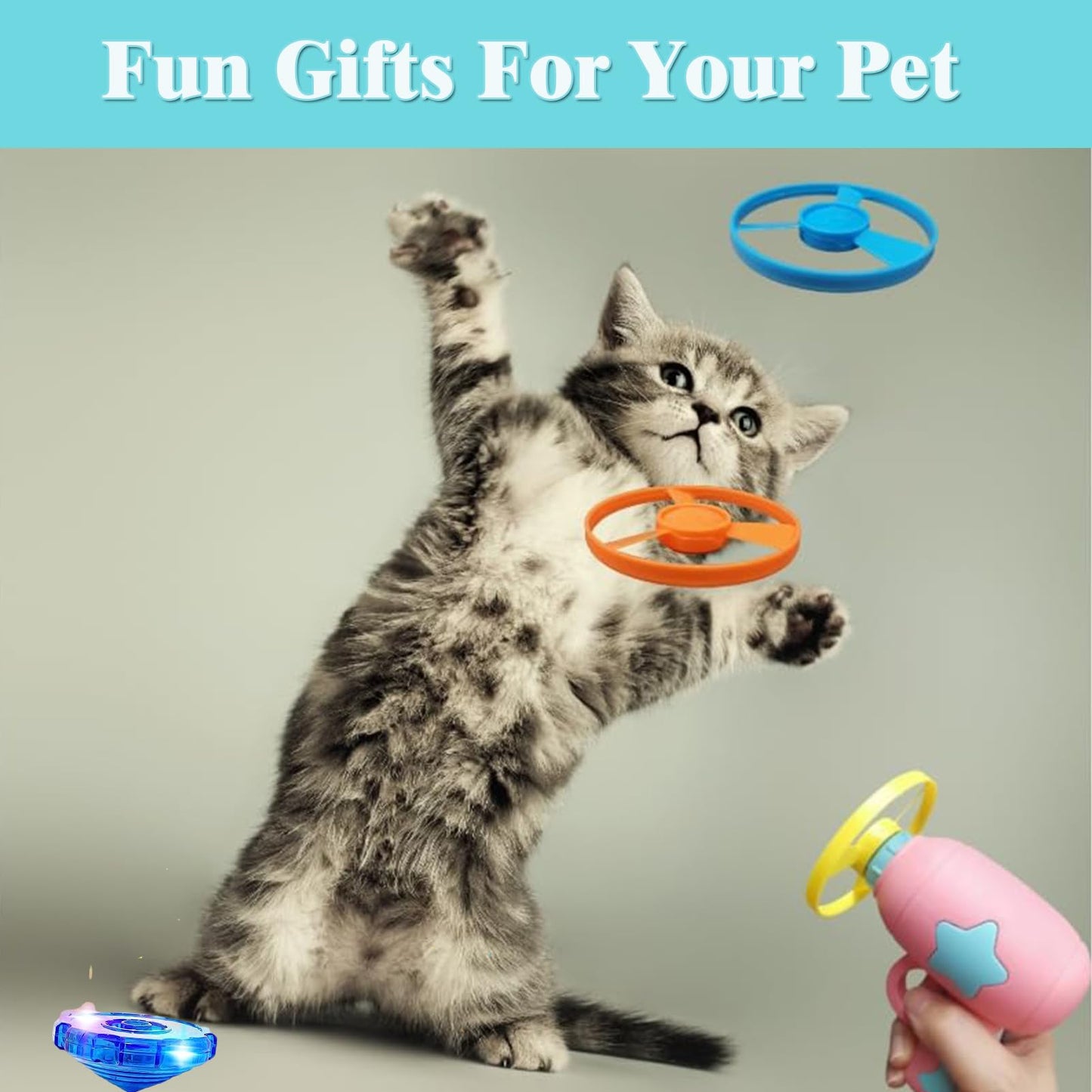 Svemei Cat Fetch Toy, Interactive Flying Cat Toy with 20 Propellers,Kitten Tracks Toy for Training Hunting Chasing(only Flying Propellers)