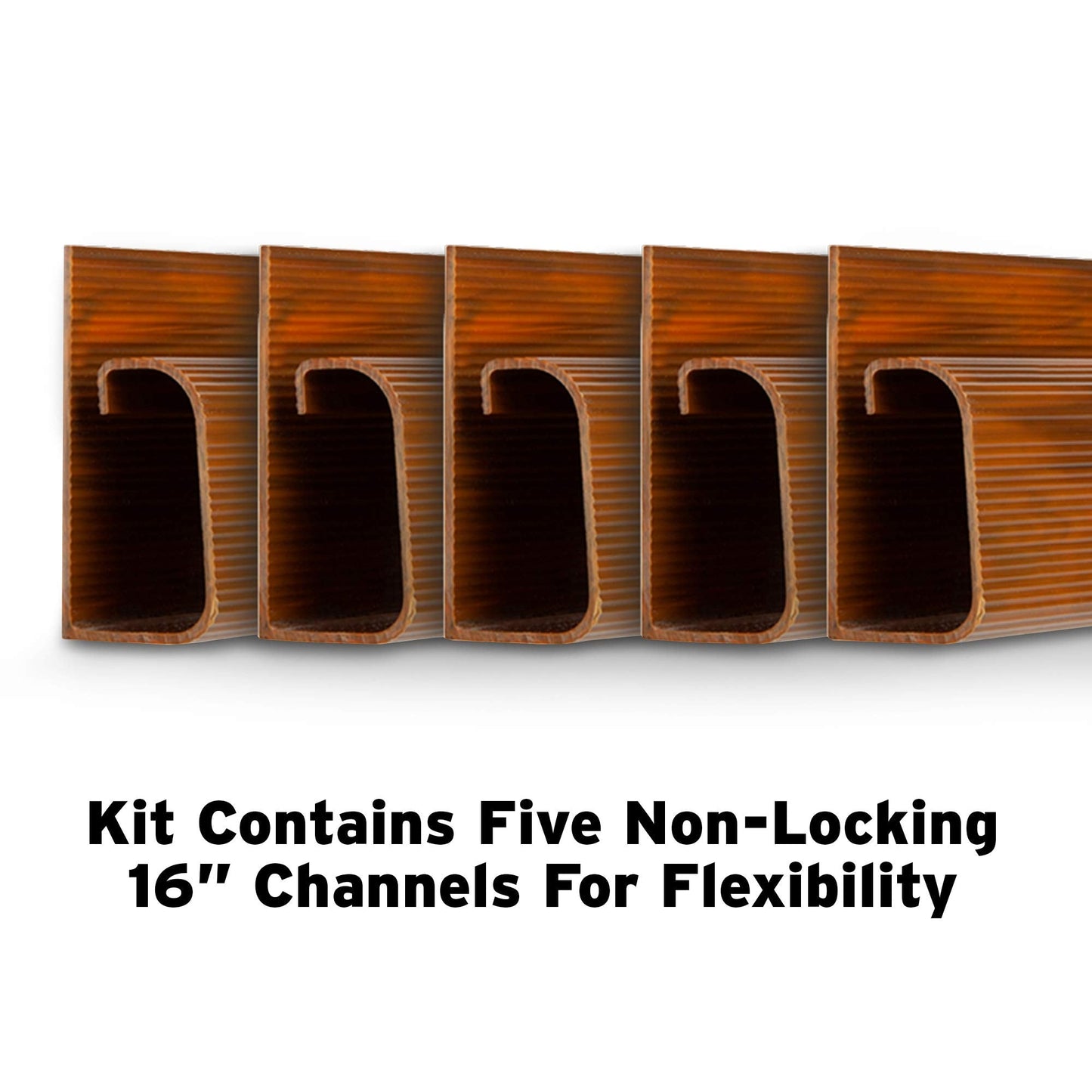 Cable Management Kit - 5-Pack 16-Inch J Channel Wire Organizers for Cords - Easy to Install Cord Hider Kit for Desk, Office, and Kitchen Use - Cable Management Under Desk by Simple Cord (Brown)