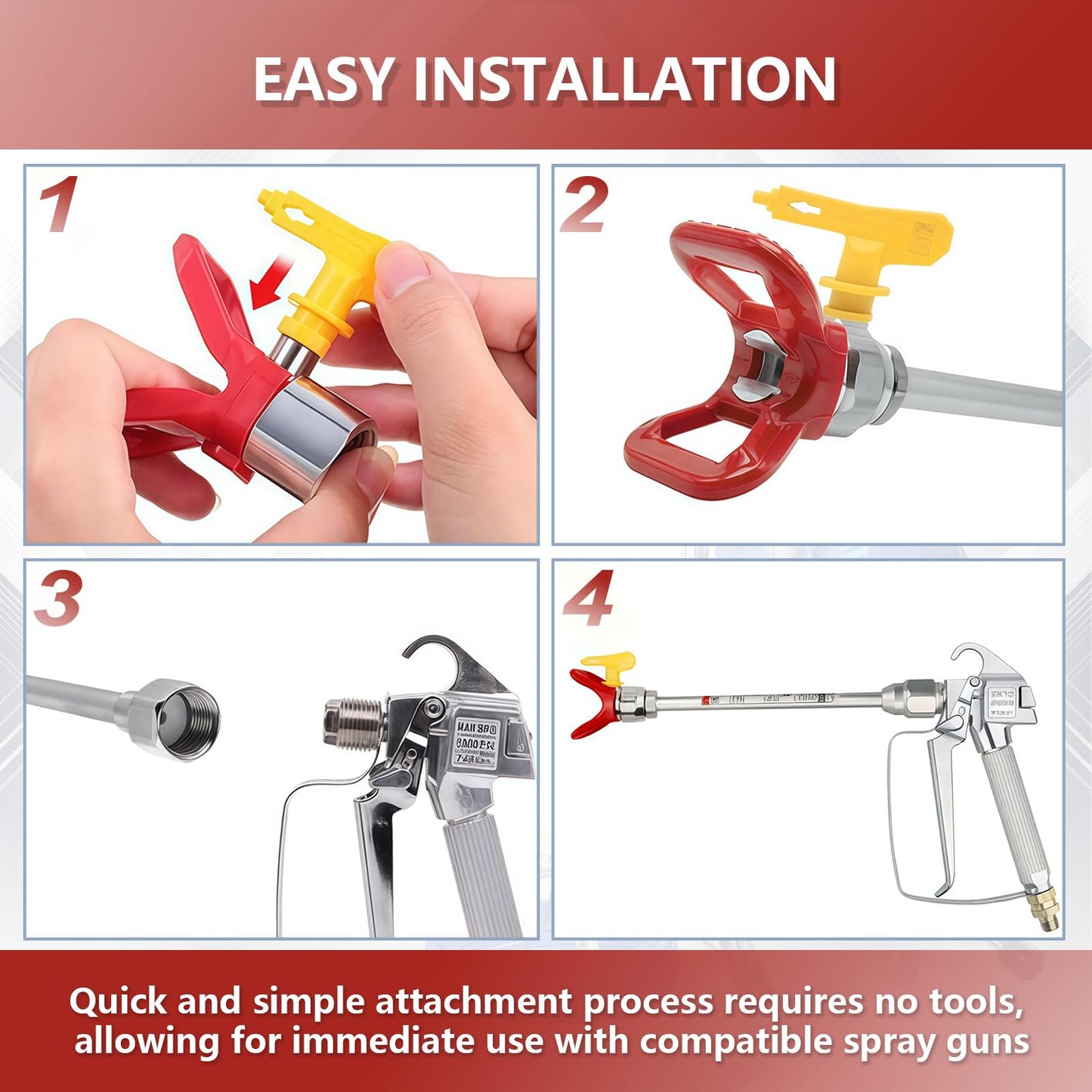 15-inch Airless Spray Gun Extension & 246215 7/8" Thread RAC X Hand-Tight tip Guard, for Graco Magnum x7 and Most Spray Guns with 7/8 in. Thread, Paints Sprayers Extensions Pole with Red Guard
