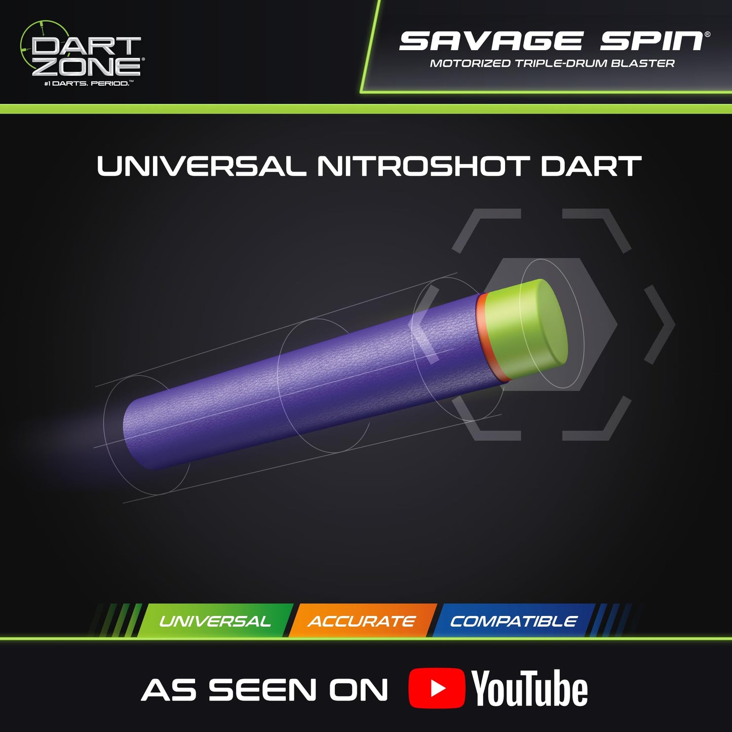 DART ZONE Savage Spin Semi-Auto Foam Dart Blaster – 45-Dart Triple-Drum Motorized Foam Dart Gun – NERF Dart Compatible Soft Bullet Toy Gun for Kids w. 90 Darts – AKA Adventure Force Gun – 80 ft Range