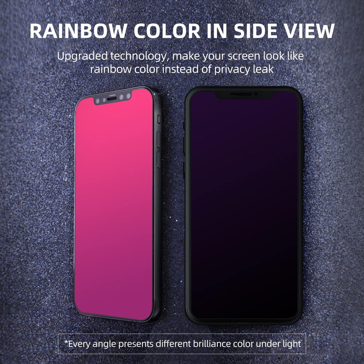 EGKimBa Privacy Screen Protector compatible with iPhone 11 Pro Max/iPhone XS Max, 6.5 inch Gradient Colorful Electroplated Anti-Spy Anti-Blue Light Easy Installation Tempered Glass