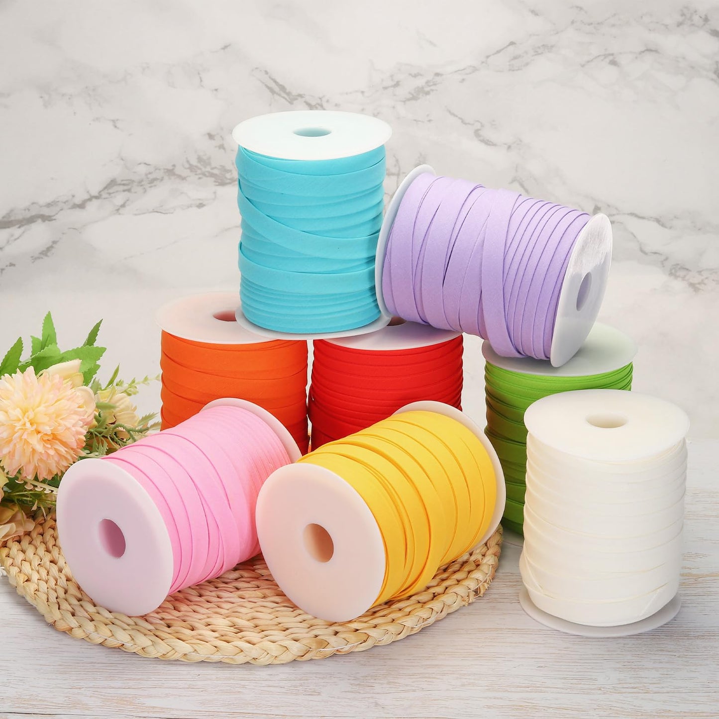 MECCANIXITY 1 Inch Double Fold Bias Tape Polyester Continuous Bulk Bias Tape for Sewing,Seaming Quilting Hemming Binding Crafts (Dark Green 25 Yards)