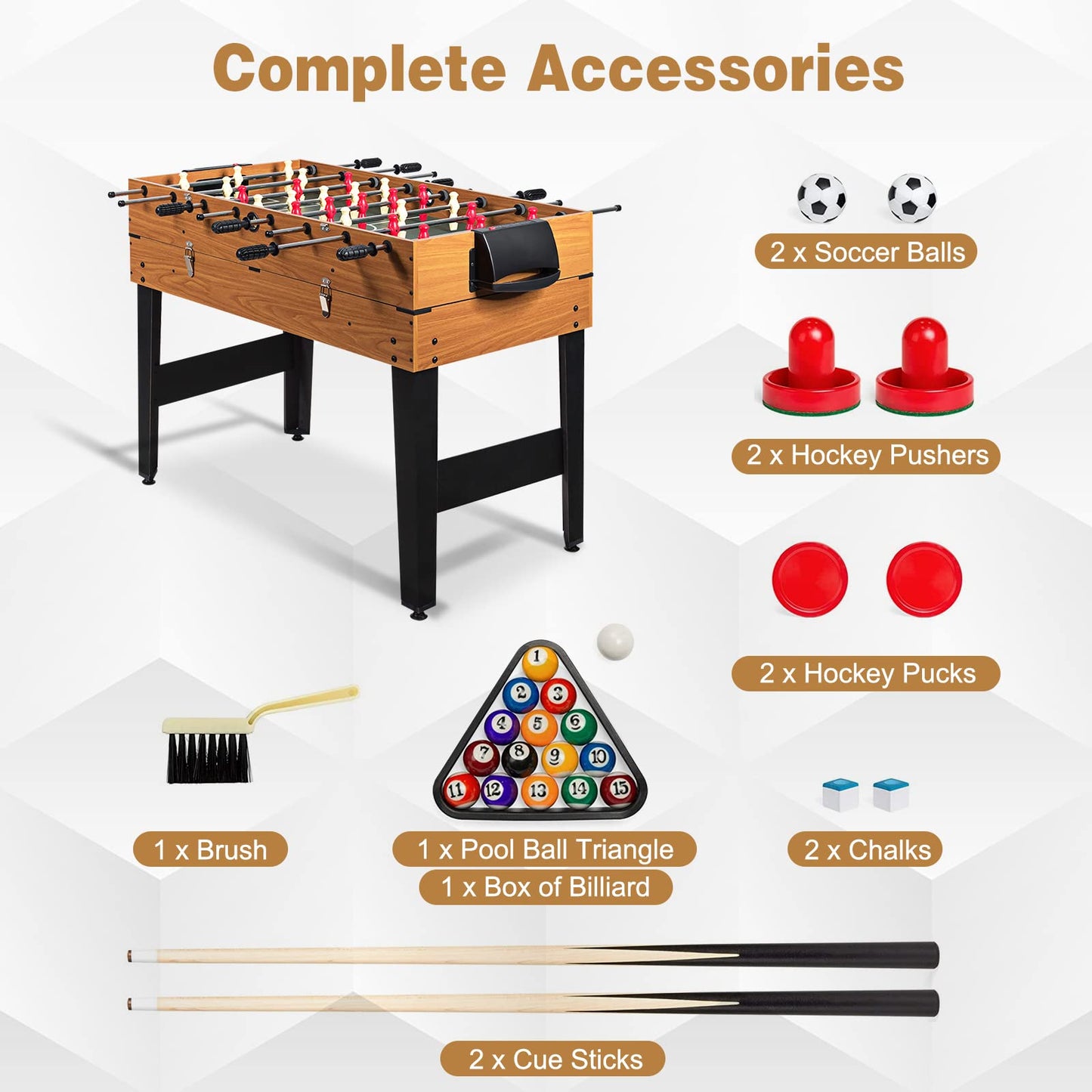 OFFICEJOY Multiple Foosball Table, 3 in 1 Game Table with Soccer, Sling, Horkey Game, 48" Combo Soccer Table for Kids, Adult, Party, Gatherings, Clubs, Game Room