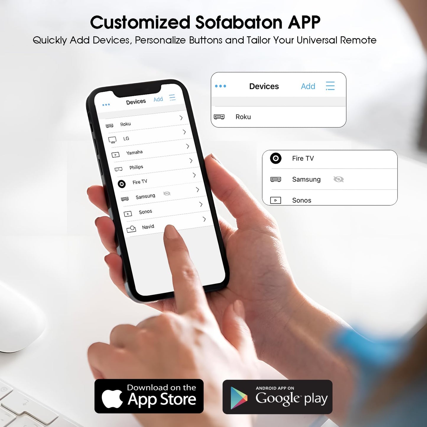 SofaBaton U2 Universal Remote (with Backlight), All-in-One Smart Universal Remote Control with Customized APP for TV/Soundbar/DVD/Blu-ray/Projector and More, Macro Buttons & Extended Infrared Range
