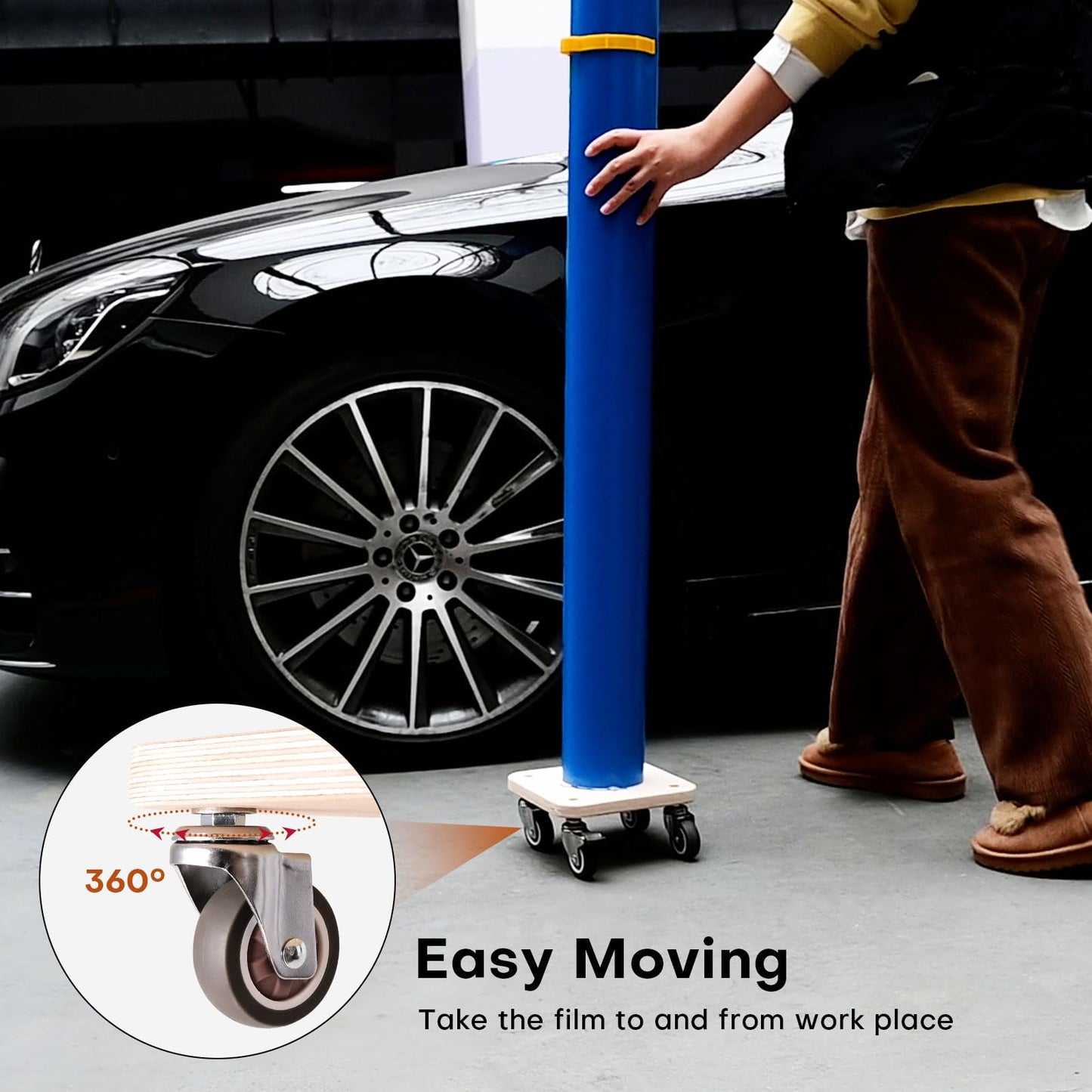 NEWISHTOOL Portable Vinyl Roll Rack Stand Storage Mobile Cart with Lockable Caster Wheels, Vinyl Rack Tool for Holds Car Wrap Material Rolls Media, Decal, Film, Transfer Paper Tape Roll Holder
