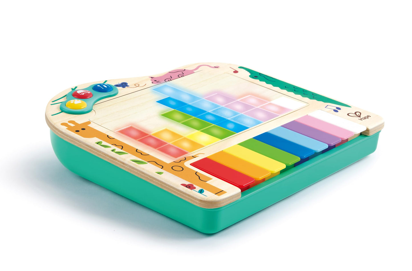 Hape Dynamic Pixel Piano - 3-in-1 Interactive Wooden Piano Toy for Toddlers Age 1-6, Musical Sensory Toy with LED Pixel Art Screen, Guided Melodies & Animal Sounds, Early Learning Educational Gift