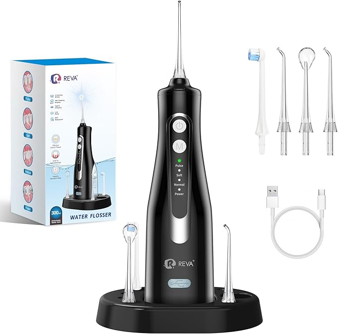 Cordless Oral Irrigator Water Flosser for Teeth, Gums & Braces - 4 Modes, 300ML Tank, 360° Rotatable Nozzle, IPX7 Waterproof, USB Rechargeable 2000mAh Battery for Home & Travel (M149 Pro - Black)