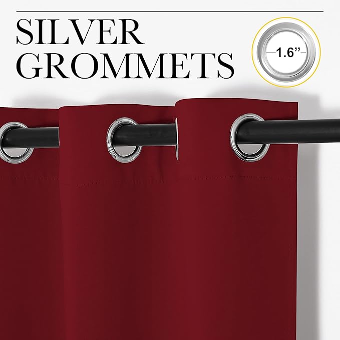NICETOWN Burgundy Red Blackout Curtains 102 inches Length for Living Room, 2 Panels, 55" Wide, Thermal Insulated Long Drapes for Large Window