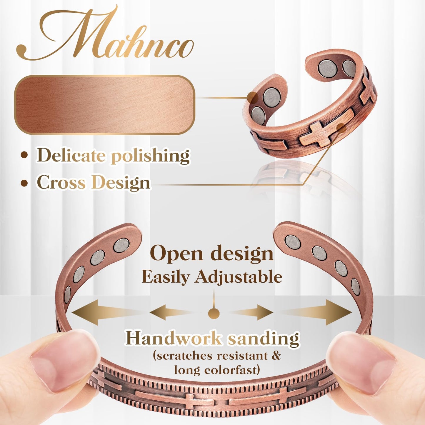 Lymphatic Drainage Ring & Copper Bracelet for Women, Magnetic Copper Bracelet and Magnetic Lymph Detox Ring, 100% Solid Pure Copper Jewelry Gift