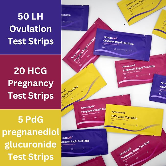 Fertilty Combo Kit (5 PdG Pregnanediol Glucuronide, 50 LH Ovulation 20 HCG Pregnancy Urine Test Strip)
