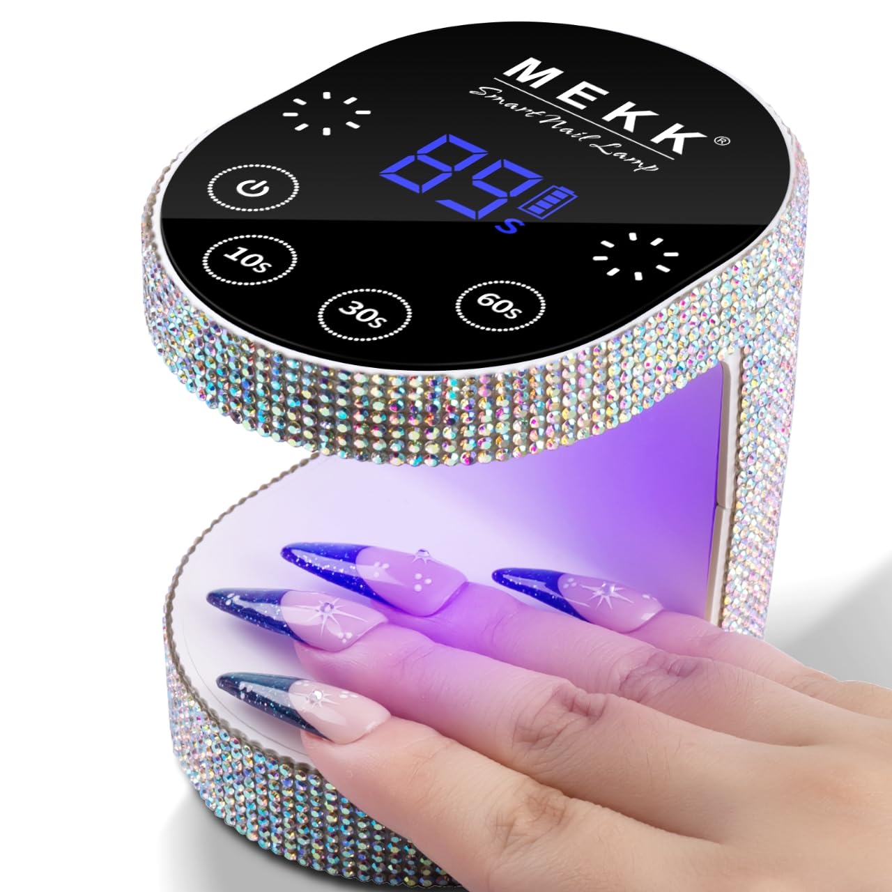 MEKK Cordless Mini UV Light for Gel Nails - 24W Rechargeable Mini UV LED Nail Lamp with Touch Control & Auto Sensor,Small Flash Cure Lamp,4 Timers,Portable Nail Light for Tavel & Home Use-Diamond