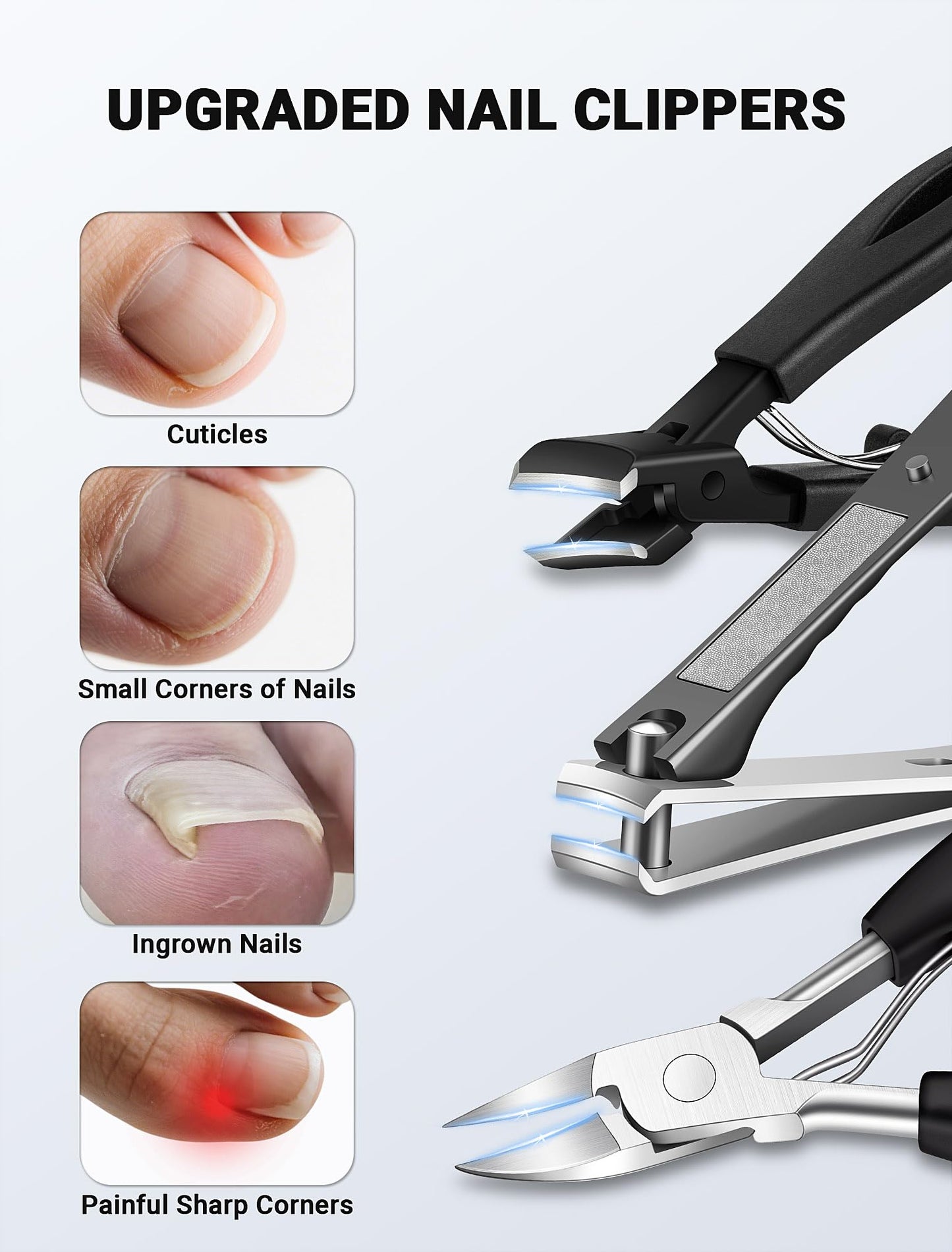 MERDTTES Toenail Clippers for Seniors Thick Toenails, Sharp Ingrown Toenail Clippers Nail Cutter Long Handle with Wide Jaw for Thick Nails, Heavy Duty Large Toe Nail Clipper Set for Men & Women,7 Pcs