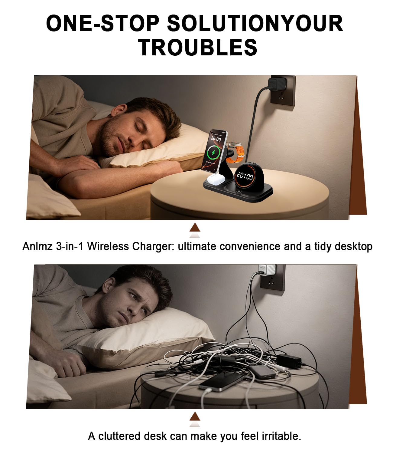 Wireless Charging Station with Clock,6-in-1 Charging Stand for Multiple Devices for iPhone 17 16 15 14 13 12 Pro Max, Apple Watch, Airpods, Bluetooth Speaker + RGB Light