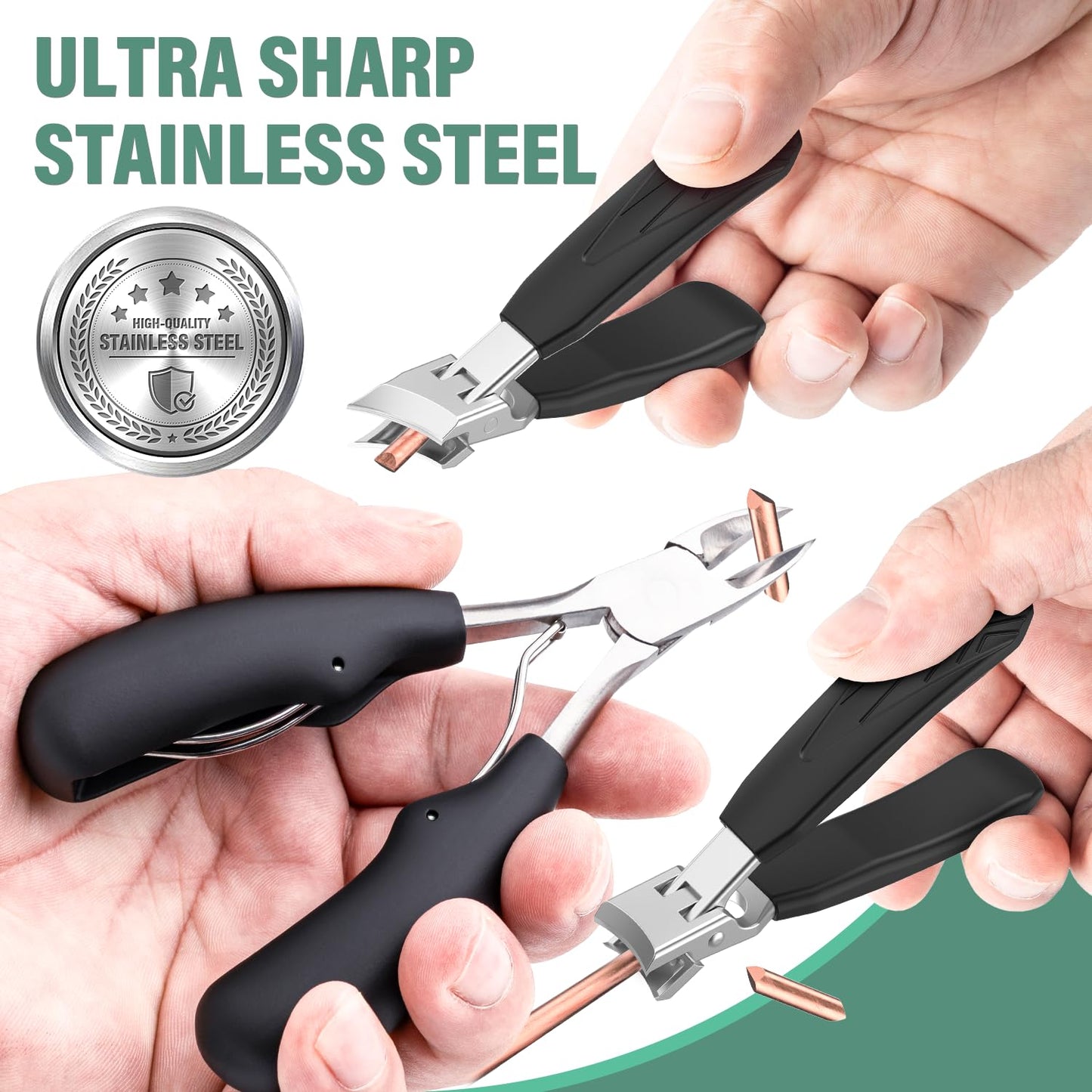 Upgrade Large Toenail Clippers for Thick Nails for Seniors Non-Slip Long Handle, Slanted Eagle Beak Angled Nail Clippers, Wide-Mouth Splash-Proof Curved Precision Ingrown Nail Cutter for Men Women